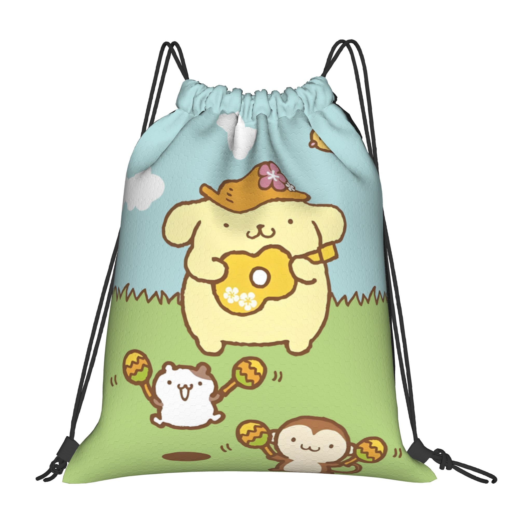 Drawstring Gym Bag - กระเป๋าเป้สะพายหลังแบบมีเชือกผูก P-Pompompurines แบบกำหนดเอง สำหรับผู้ชายและผู้หญิง น้ำหนักเบา น่ารัก