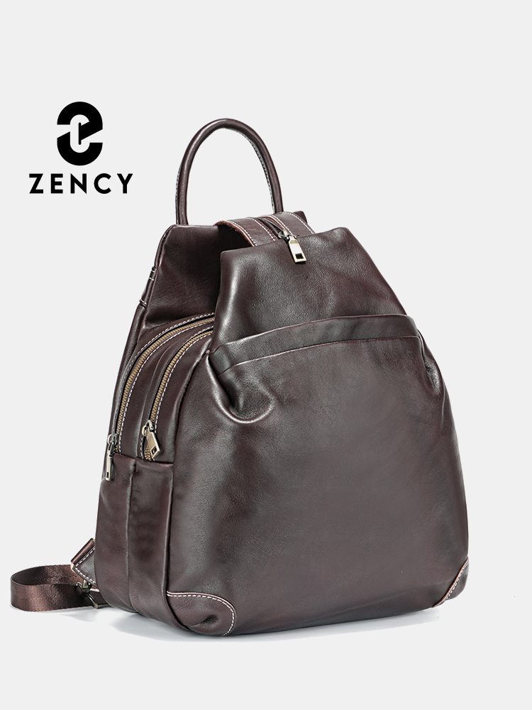 Travel Backpack Anti Theft - Zency ของแท้หนังผู้หญิงกระเป๋าเป้สะพายหลังคุณภาพสูงกระเป๋าเดินทางไหล่ Anti Theft Satchel Rucksack