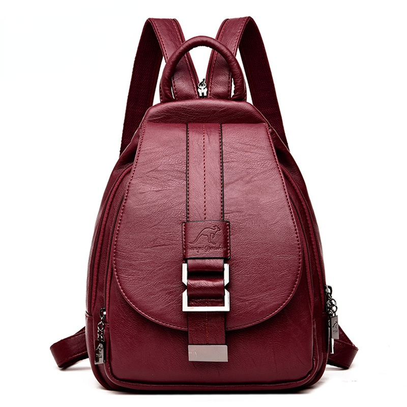 School Backpack Teen - ออกแบบกระเป๋าเป้สะพายหลังผู้หญิงหนังกระเป๋าเป้สะพายหลังหญิงโรงเรียนกระเป๋าสำหรับวัยรุ่นสาวเดินทางกลับกระเป๋า Retro Bagpack Sac A Dos