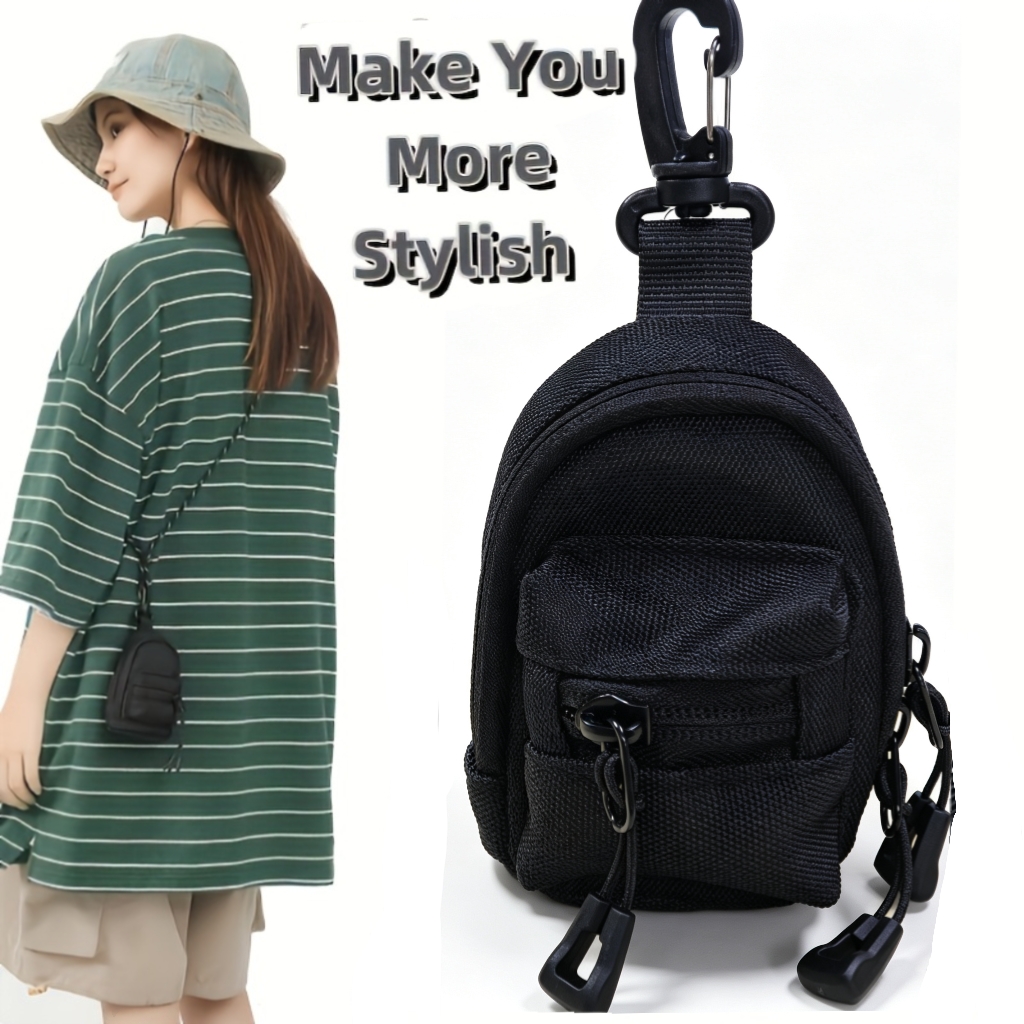 Mini Backpack Purse - กระเป๋าคาราไบเนอร์สำหรับผู้ชาย กระเป๋าใส่กุญแจ กระเป๋าสตางค์ขนาดเล็กแบบมีซิป กระเป๋าใส่เหรียญแบบหนีบ กระเป๋าใบเล็กสำหรับเดินป่า ตั้งแคมป์
