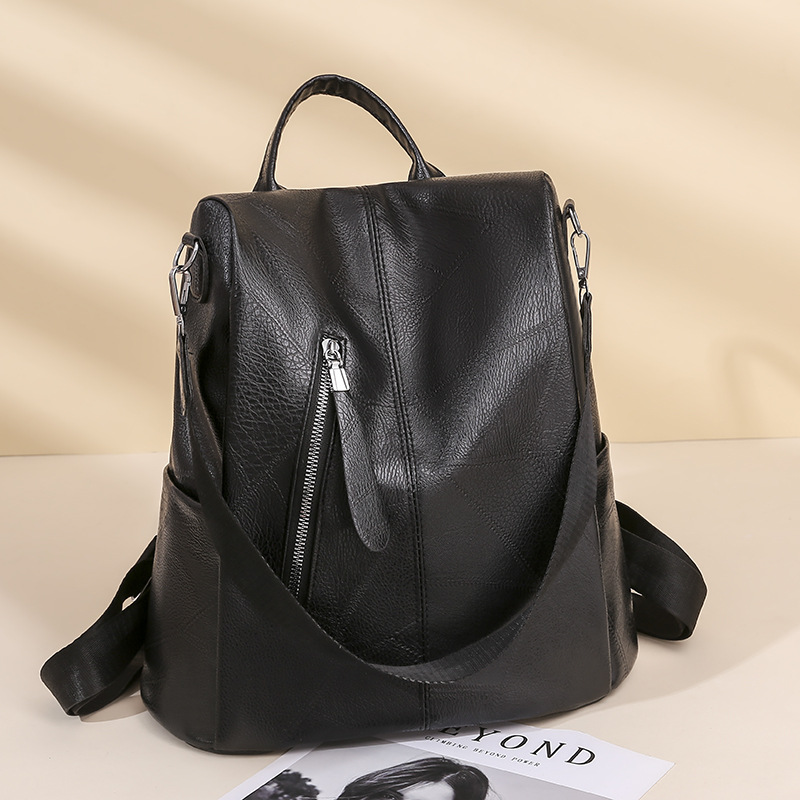 Travel Backpack Anti Theft - กระเป๋าเป้สะพายหลังแฟชั่นใหม่สำหรับผู้หญิงจากยุโรปและสหรัฐอเมริกา ป้องกันการโจรกรรม ทำจากหนัง PU นุ่ม เหมาะสำหรับการเดินทางท่องเที่ยวกลางแจ้ง
