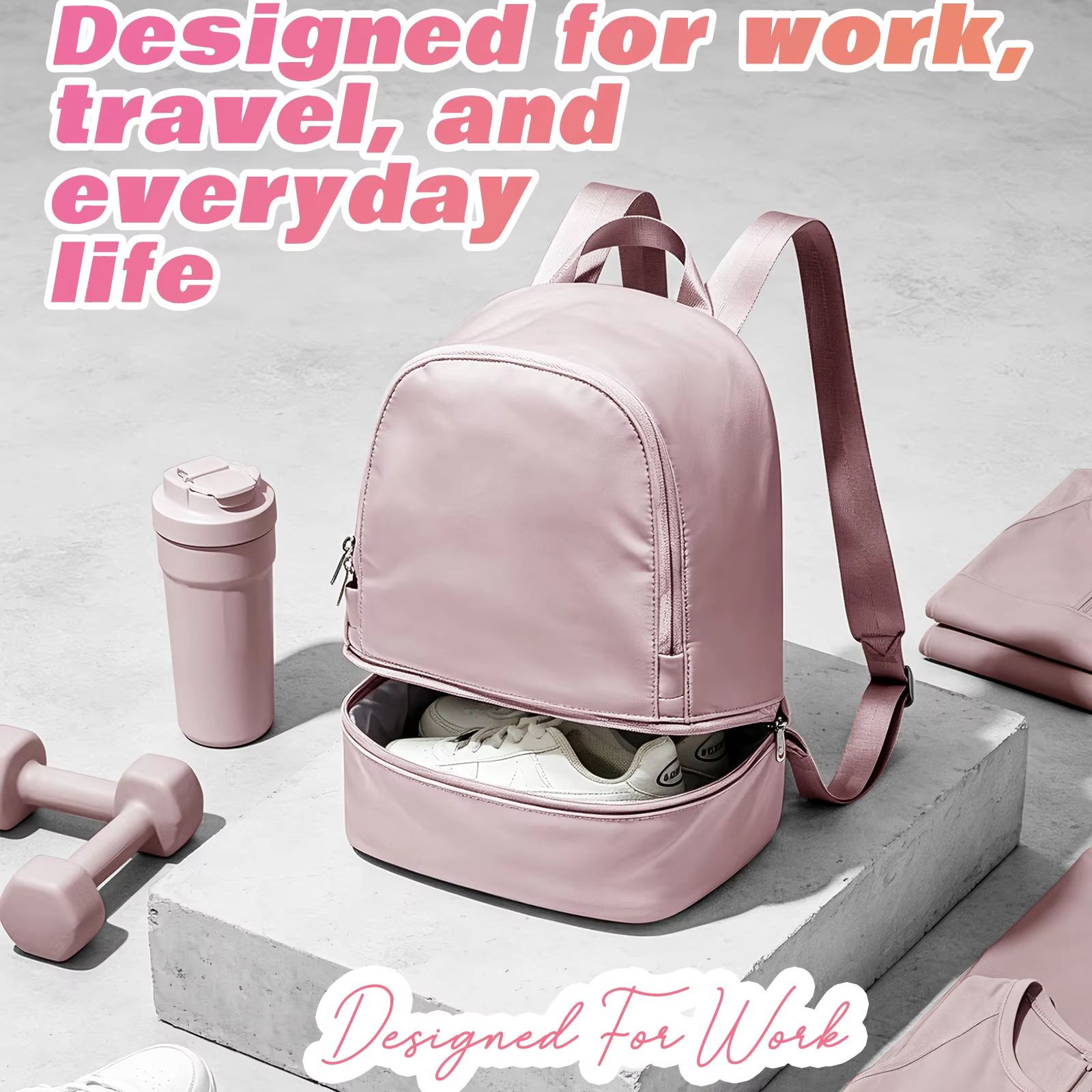 Fashion Backpack Women - กระเป๋าสำหรับผู้หญิง, กระเป๋าเป้สะพายหลังกีฬาขนาดเล็กพร้อมช่องใส่รองเท้า, กระเป๋าเป้สะพายหลังสำหรับเดินทาง, กระเป๋าเป้สะพายหลังกันน้ำสำหรับออกกำลังกายสำหรับผู้หญิง, กระเป๋าเดินทาง