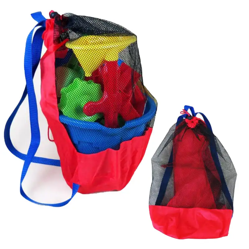 Foldable Backpack Small - 1 ชิ้นกระเป๋าชายหาดแบบพับได้แบบพกพาตาข่ายกระเป๋าว่ายน้ำสำหรับเด็กตะกร้าของเล่นชายหาดกระเป๋าเก็บของกลางแจ้งว่ายน้ำกระเป๋ากันน้ำ