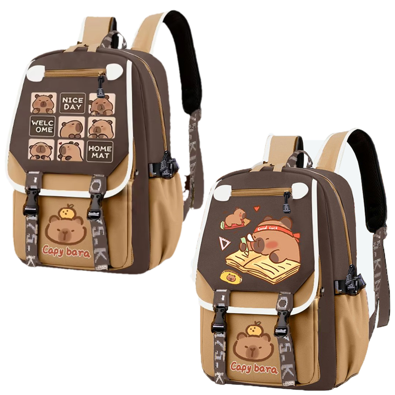 Kawaii Capybara สไตล์สีกากีกระ - School Backpack Teen บทวิจารณ์และราคา