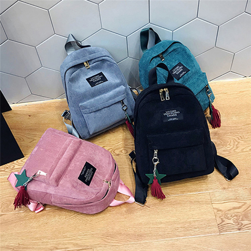กระเป๋าเป้ผ้าลูกฟูกสีทึบความจุ - Mini Backpack Purse บทวิจารณ์และราคา