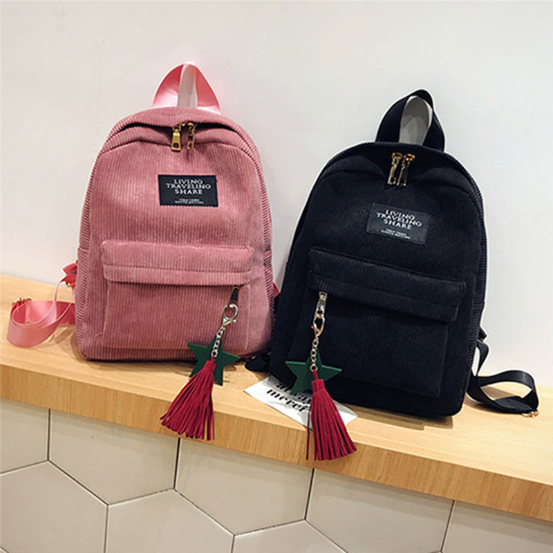 กระเป๋าเป้ผ้าลูกฟูกสีทึบความจุ - Mini Backpack Purse บทวิจารณ์และราคา