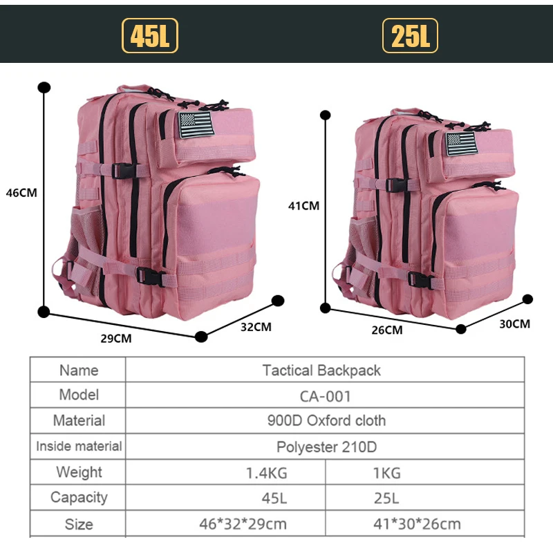 25L/45L 3Pกระเป๋าเป้สะพายหลังย - Rucksack Military Style บทวิจารณ์และราคา